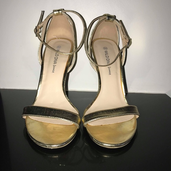 Wild Diva Gold Ankle Strap Heels - Picture 4 of 7